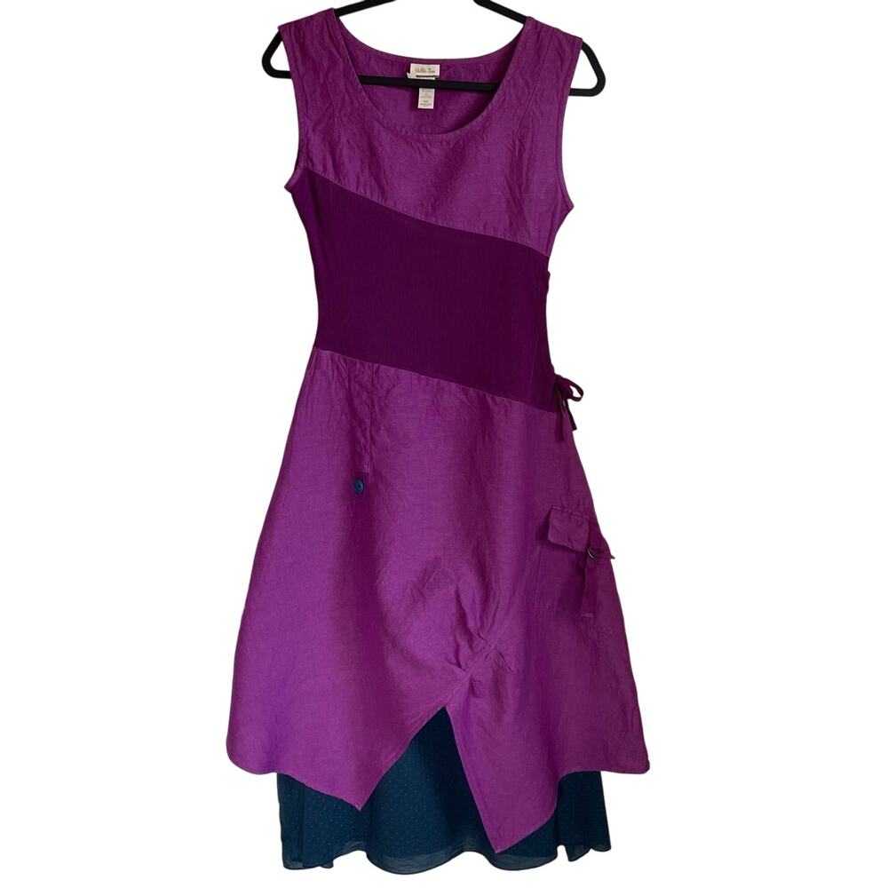 Matilda Jane Ekaterina Midi Dress Sz M Linen Cotton Sleeveless Purple Whimsigoth
